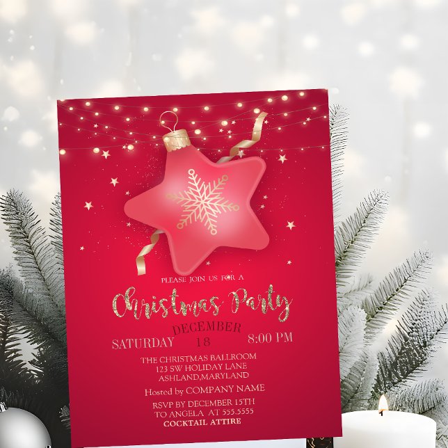 Christmas Ornament Star Company Party Invitation (Creator Uploaded)