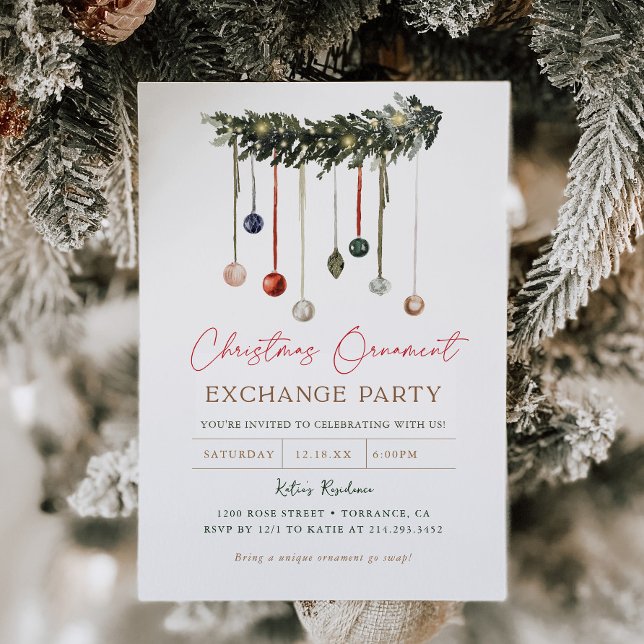 Christmas Ornament Swap Exchange Party Invitation (Creator Uploaded)