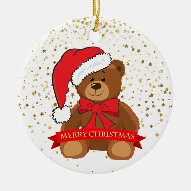Christmas Ornament-Teddy Bear Ceramic Tree Decoration (Front)
