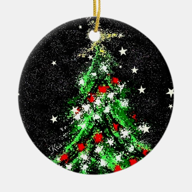 Christmas Ornament (Tree) Ceramic Circle by KRA (Front)