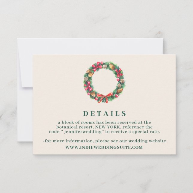 Christmas ornament wedding Details Invitation (Front)