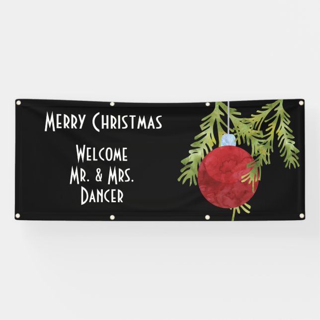 Christmas Ornament Wedding Reception Banner (Horizontal)