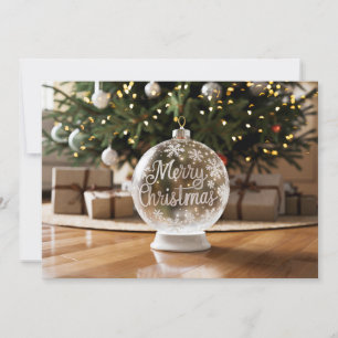 Christmas Ornament White Crystal Ball Holiday Card