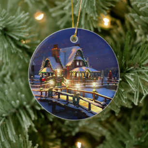 Christmas Ornament-Winter Scene Ceramic Ornament
