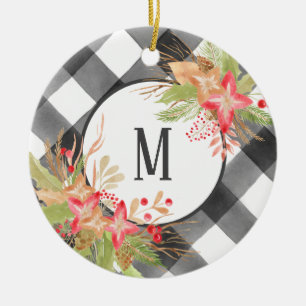 Christmas Ornament with Buffalo Plaid & Mistletoe