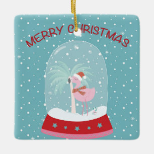 Christmas Ornament with Pink Flamingo