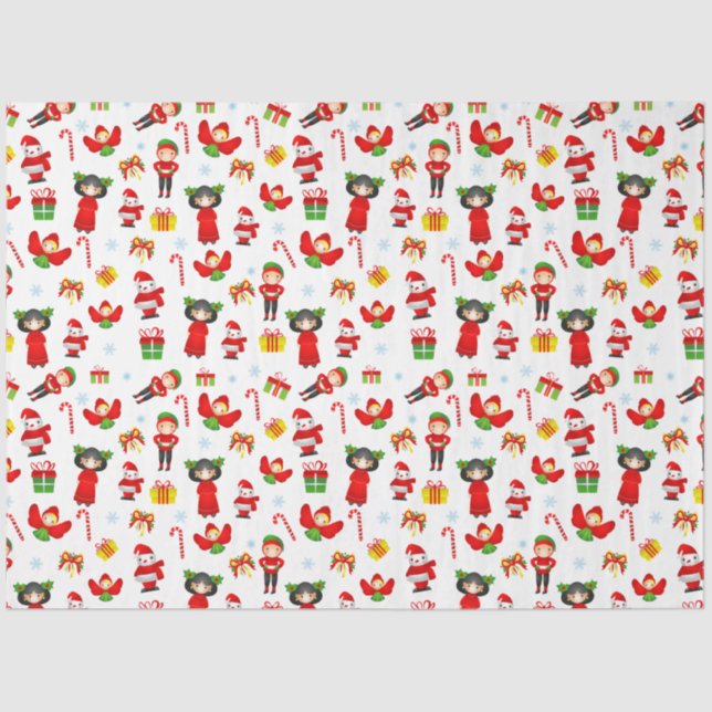 Christmas  ornament with snowman, elves, angels ti tissue paper (Front)