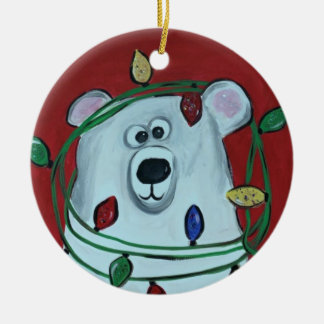 Christmas ornament- wonky polar bear ceramic tree decoration