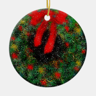 Christmas Ornament (Wreath) Ceramic Circle by Kra