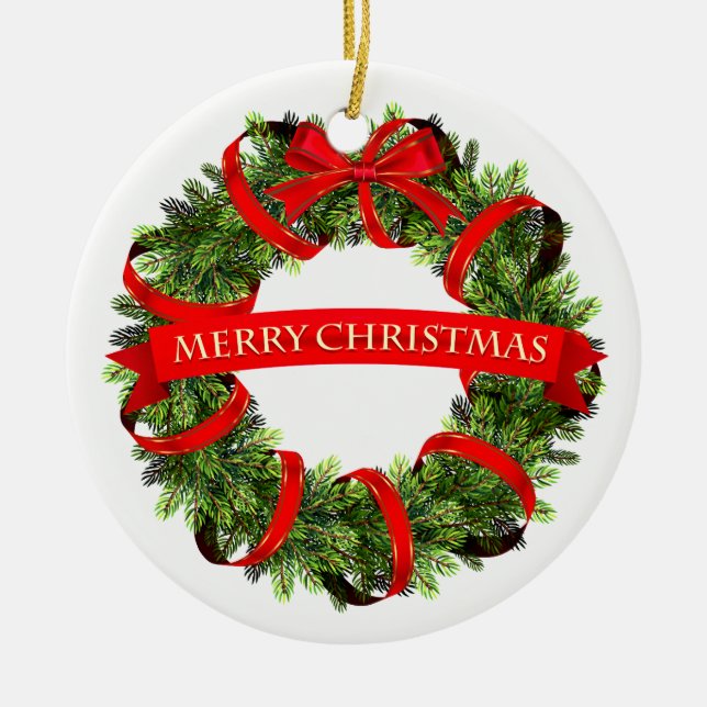 Christmas Ornament-Wreath Ceramic Tree Decoration (Front)