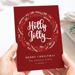 Christmas Ornament Wreath Holly Jolly Non-Photo Holiday Card