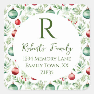 Christmas Ornaments Address Classic Round S Square Sticker