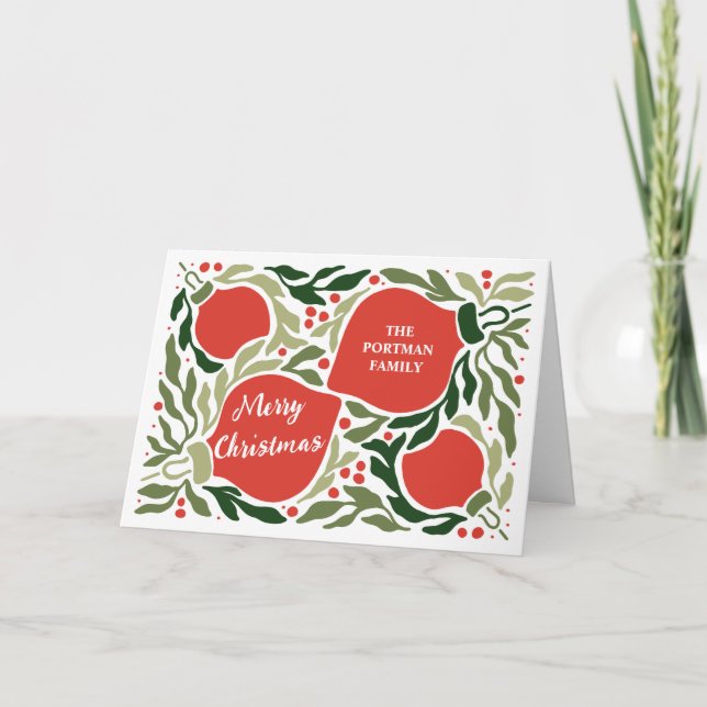Christmas Ornaments and Foliage Holiday Photo  Card (Front)