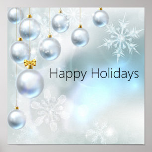 christmas ornaments and snowflakes poster