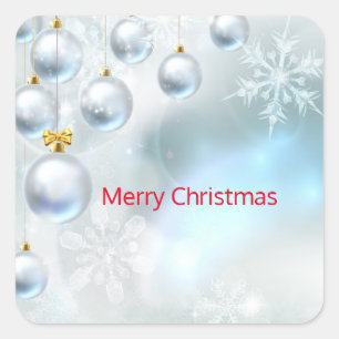 christmas ornaments and snowflakes   square sticker