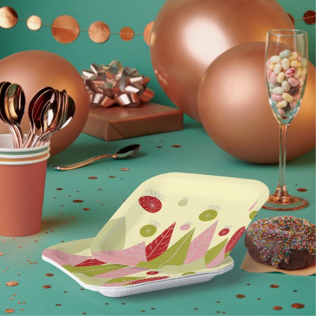Christmas Ornaments and Trees Paper Plate (Multi)
