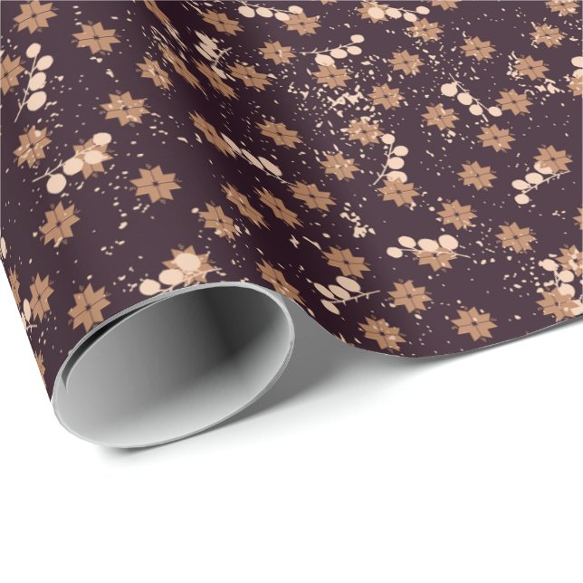 Christmas ornaments berries snowflakes on dark wrapping paper (Roll Corner)