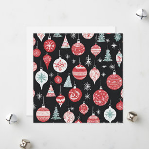 Christmas Ornaments Black Holiday Card