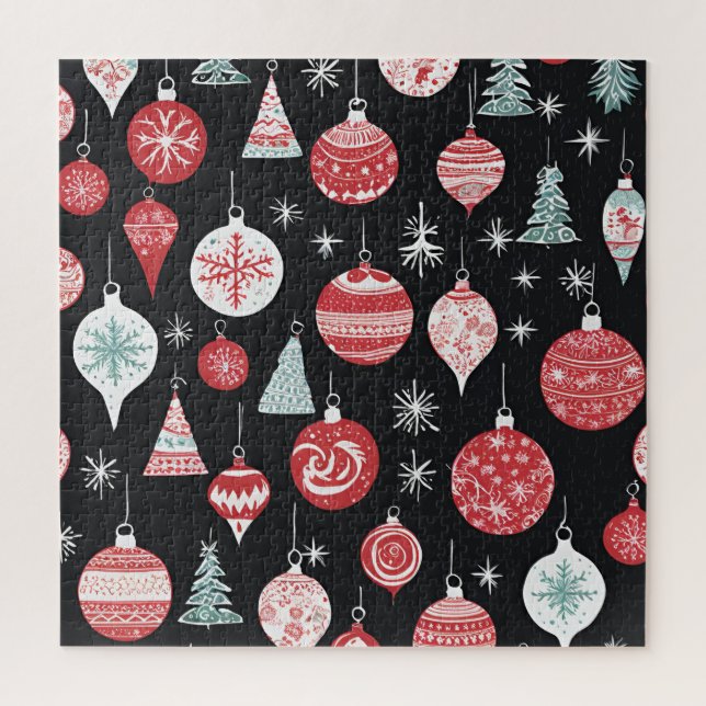 Christmas Ornaments Black Jigsaw Puzzle (Vertical)