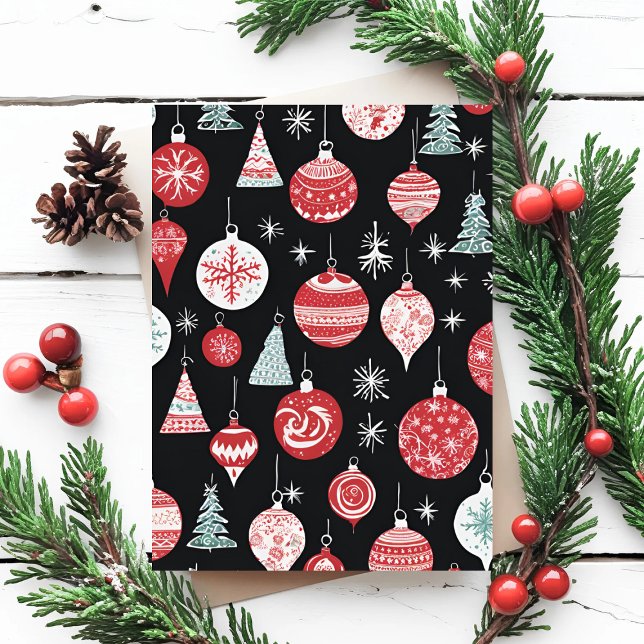 Christmas Ornaments Black Postcard (Creator Uploaded)