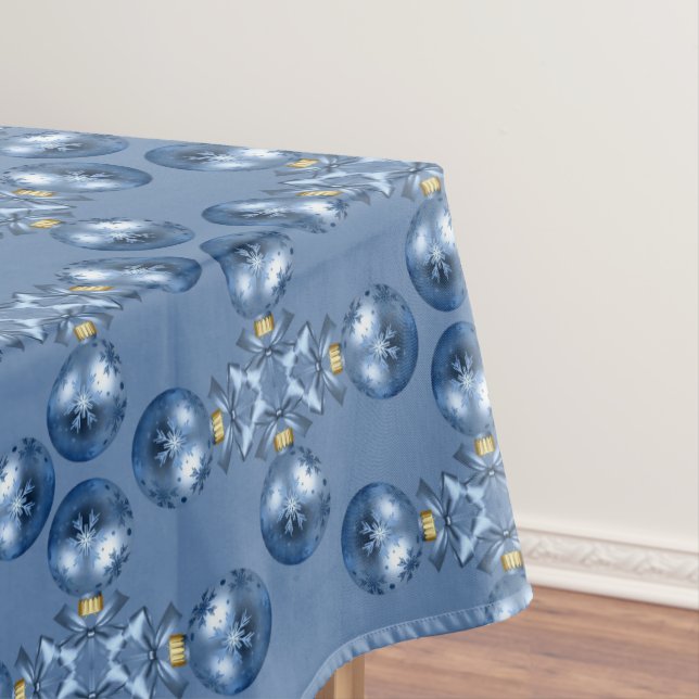 Christmas Ornaments Blue Elegant Holidays Tableclo Tablecloth (In Situ)