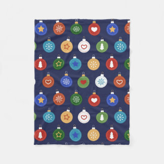 Christmas Ornaments - Blue Holiday Pattern Fleece Blanket