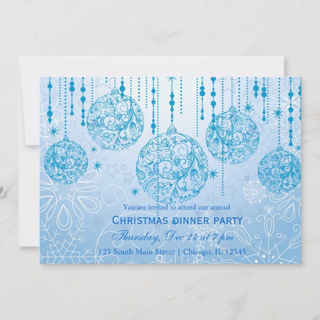 Christmas Ornaments (Blue) Invitation (Front)