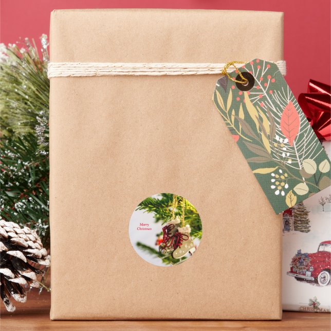 Christmas ornaments classic round sticker (Holiday)