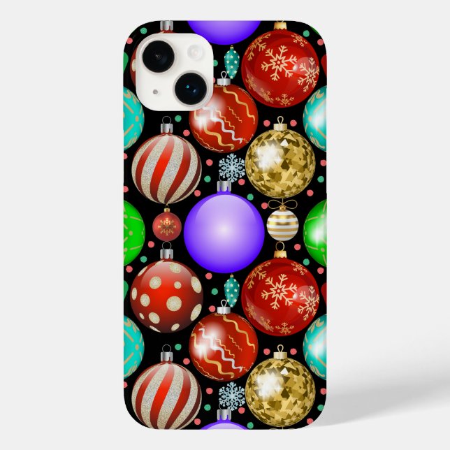 Christmas Ornaments Colourful Balls pattern Black  Case-Mate iPhone Case (Back)