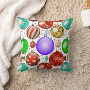 Christmas Ornaments Colourful Balls pattern Cushion