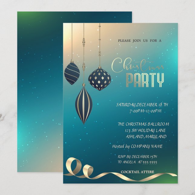 Christmas Ornaments Company Christmas Party Invitation (Front/Back)