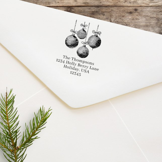 Christmas Ornaments Custom Return Address Self-inking Stamp (Christmas holiday ornaments return address stamp. )