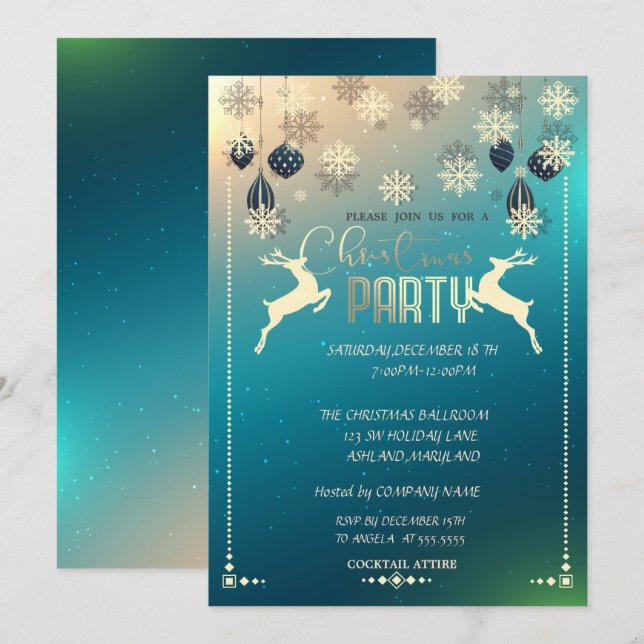 Christmas Ornaments,Dear  Company Christmas Party Invitation (Front/Back)