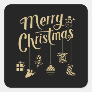 Christmas Ornaments Decoration Merry Christmas Square Sticker