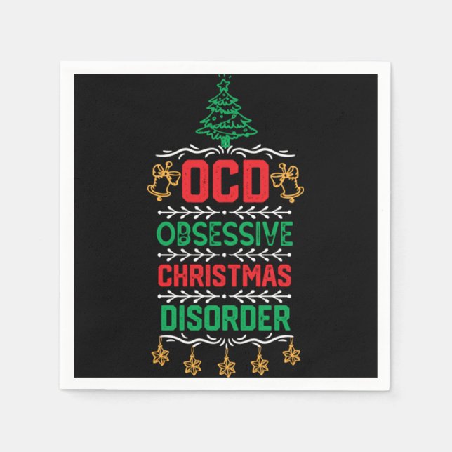 Christmas Ornaments Design- Ocd Obsessive Christma Napkin (Front)