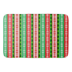 CHRISTMAS ORNAMENTS DESIGN RED WHITE GREEN BATH MAT