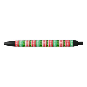 CHRISTMAS ORNAMENTS DESIGN RED WHITE GREEN BLACK INK PEN