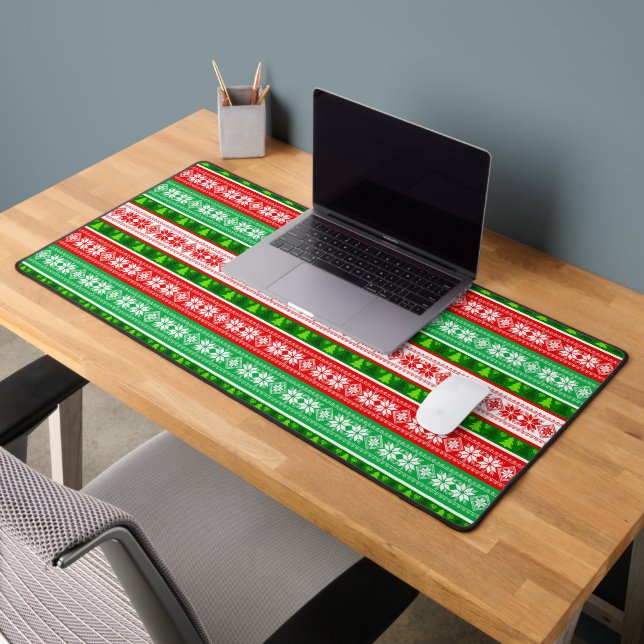 CHRISTMAS ORNAMENTS DESIGN RED WHITE GREEN DESK MAT (Office 2)