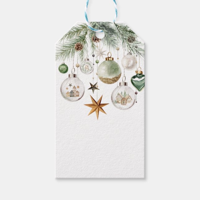 Christmas Ornaments & Evergreen Gift Tags (Front)