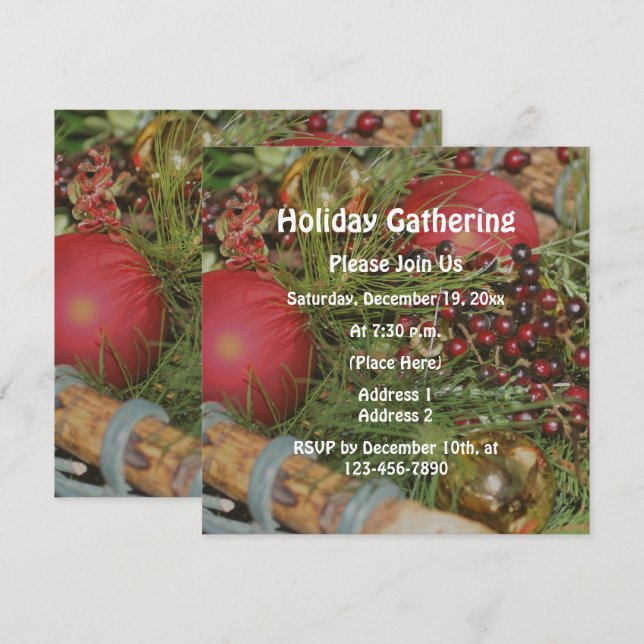 Christmas Ornaments Evergreens Holiday  Invitation (Front/Back)