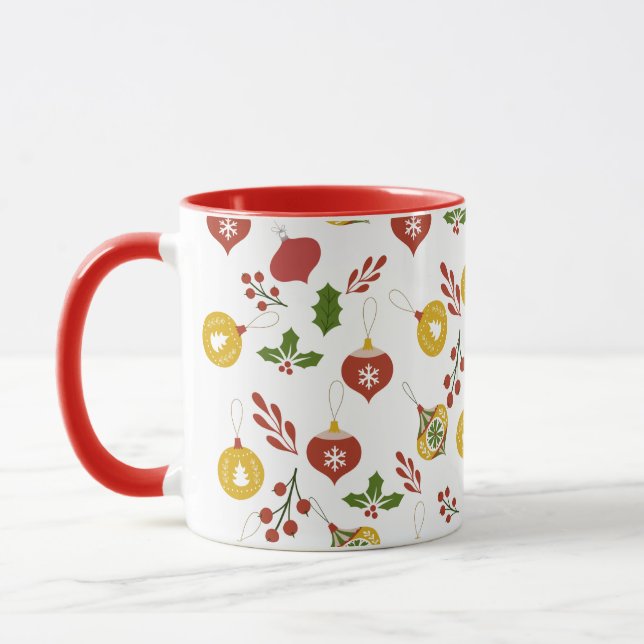 Christmas Ornaments Festive Greenery  Mug (Left)
