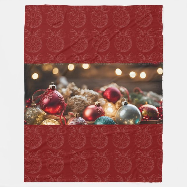 Christmas Ornaments Fleece Blanket (Front)