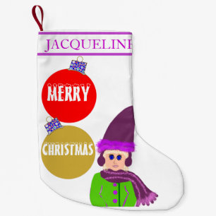 Christmas Ornaments Girl Plum Hat Small Christmas Stocking