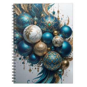 Christmas Ornaments Gold Blue Luxury Festive Notebook