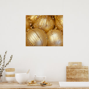 Christmas Ornaments, Gold Ornaments, Glitter Poster