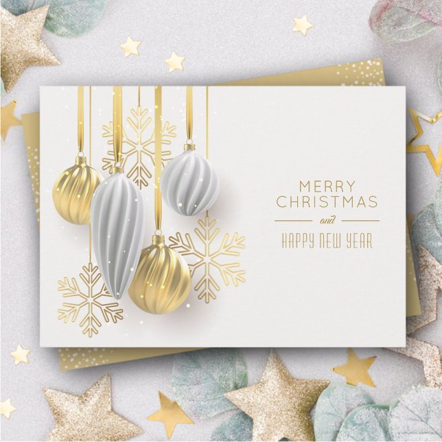 Christmas Ornaments Gold Silver Holiday Card (Creator Uploaded)