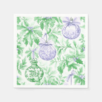 Christmas ornaments green purple toile