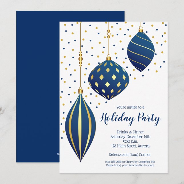 Christmas Ornaments Holiday Invitations (Front/Back)