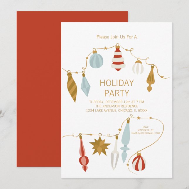 Christmas Ornaments Holiday Party Invitation (Front/Back)