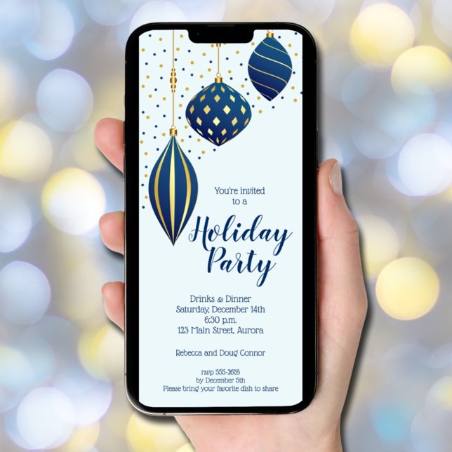 Christmas Ornaments Holiday Party Invitation (Christmas Ornaments Holiday Party Invitations - INSTANT DOWNLOAD and/or PRINTED)